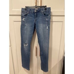 Dear John Women Blue Distressed Skinny Jeans Size 30 Ripped Casual Denim comfy